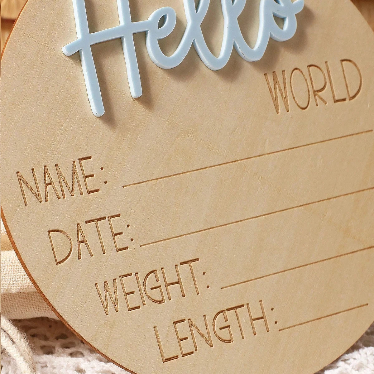 Hello World | Acrylic Baby Milestone Card | Various Colours