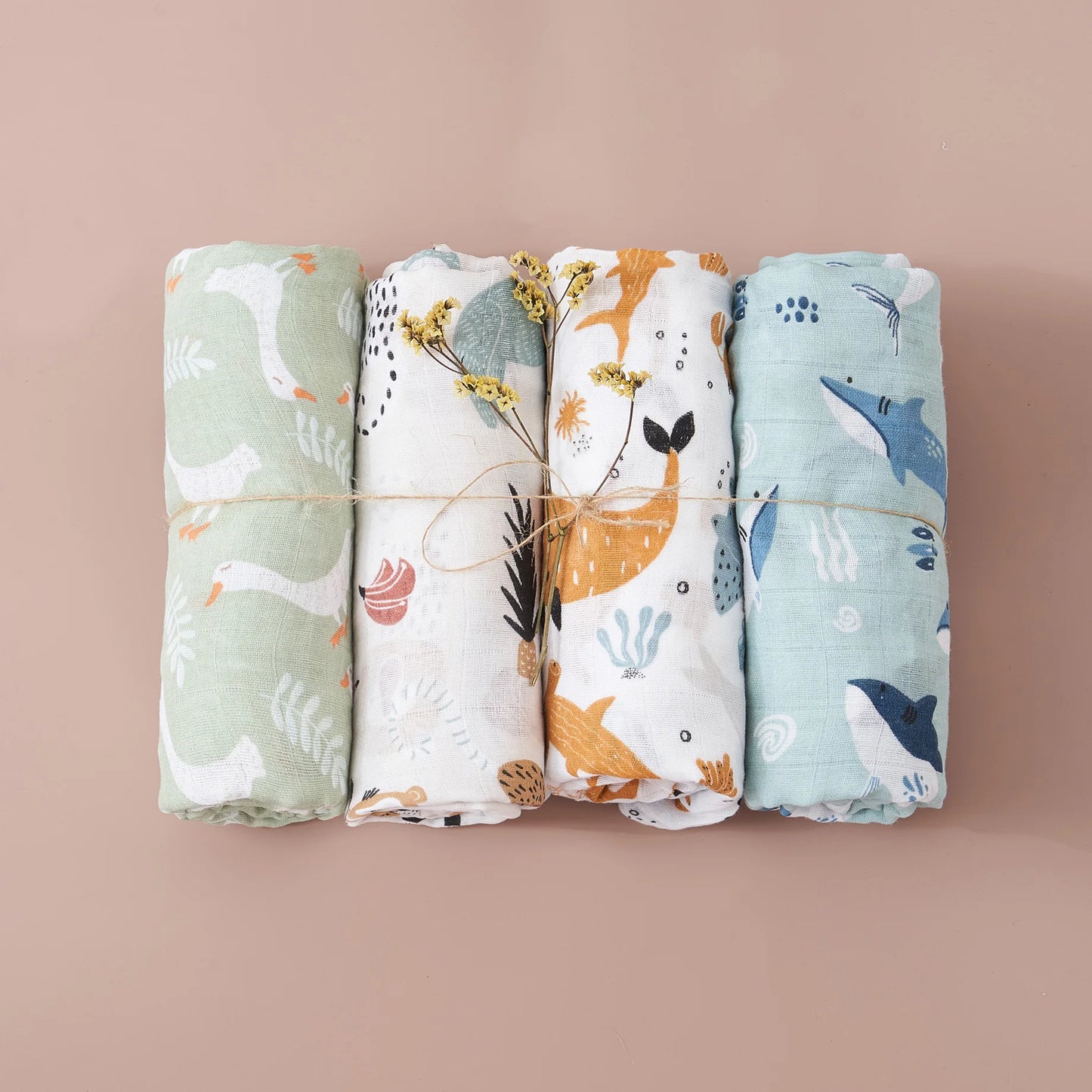 4 Pack Bamboo Swaddle Set