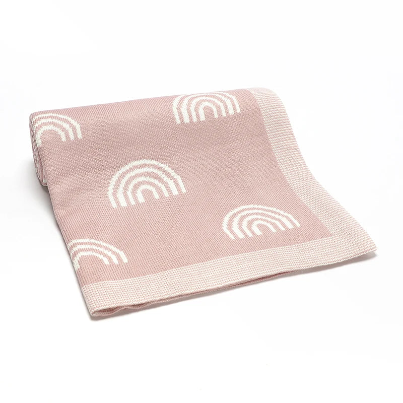 Baby Knitted Cotton Blanket - Rainbow