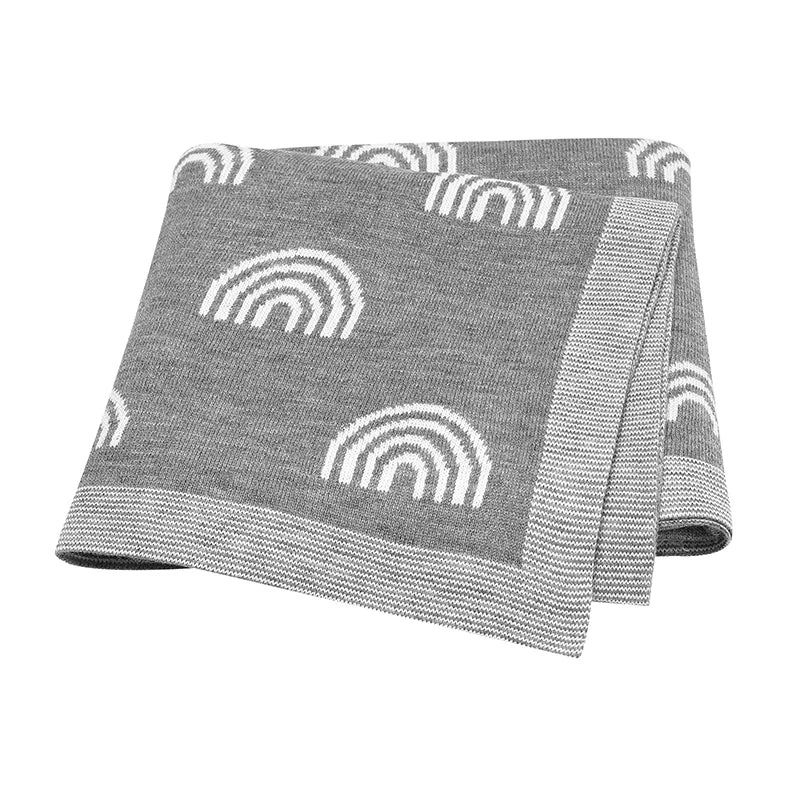 Baby Knitted Cotton Blanket - Rainbow