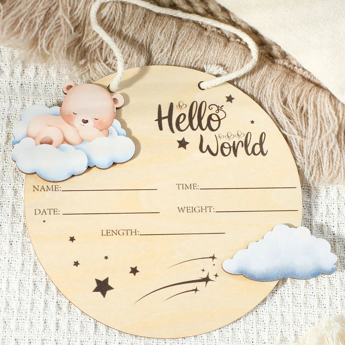 Hello World Newborn Baby Milestone Card
