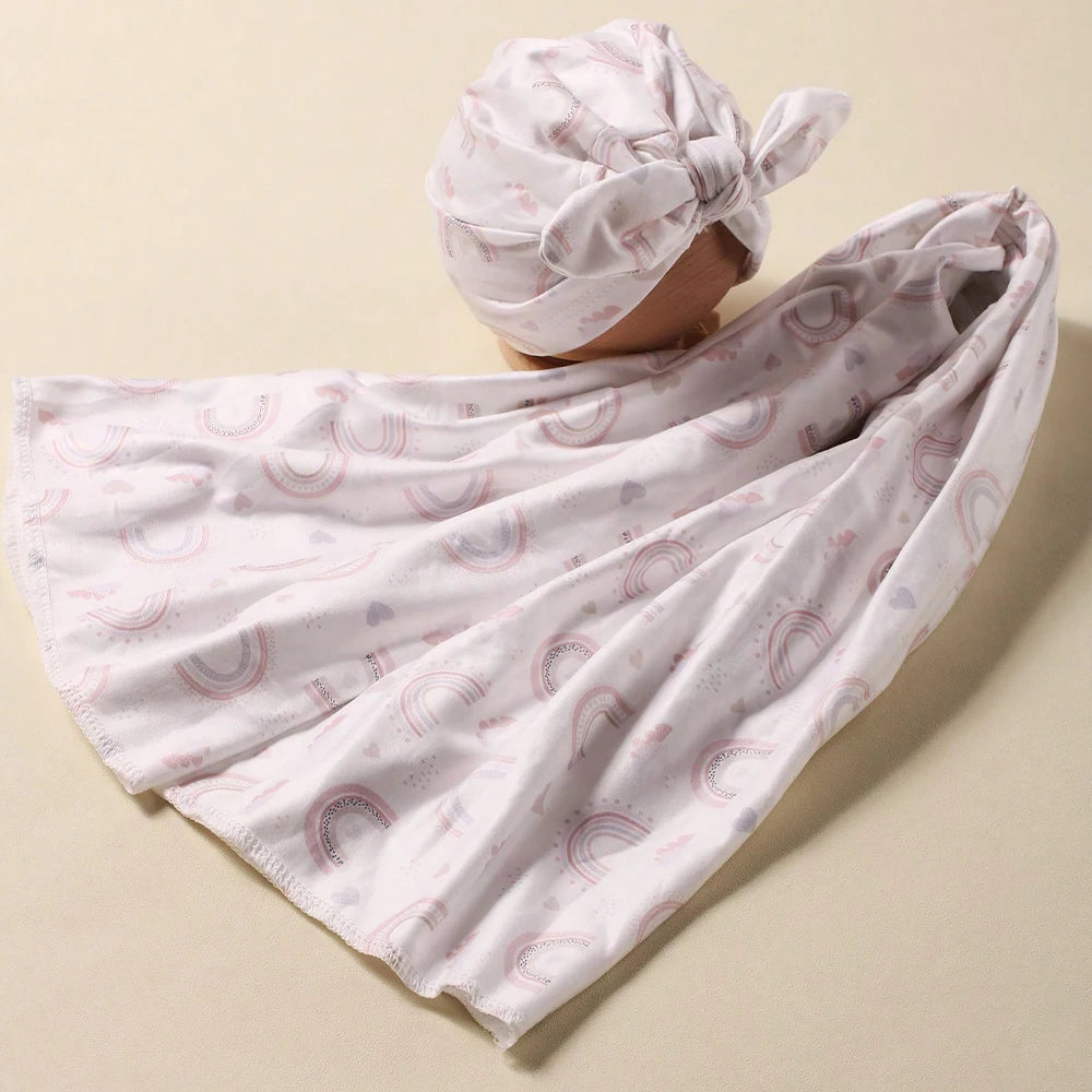 Newborn Swaddle with Bow Hat
