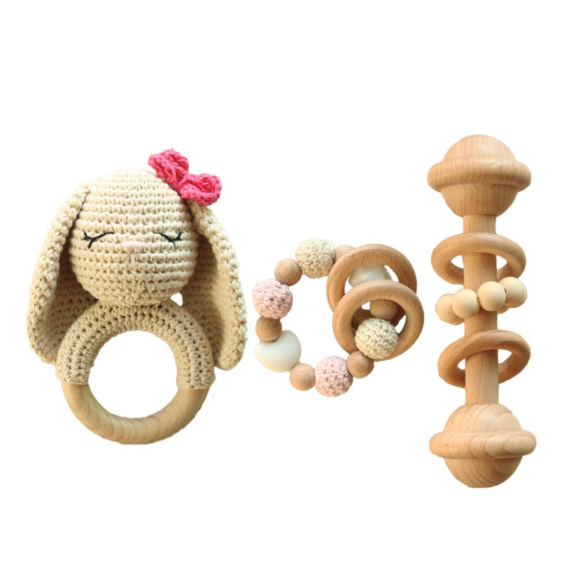 Wool Crochet Rabbit Rattle Toy