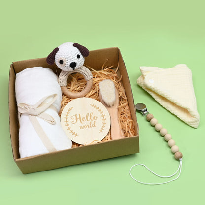 Baby Wooden Rattle Suit Gift Box
