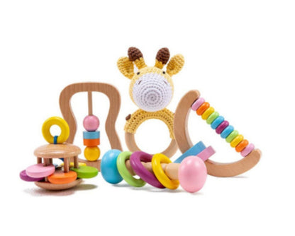 Baby Wooden Rattle Suit Gift Box
