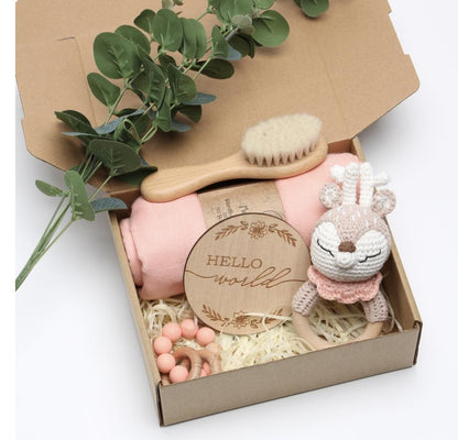 Baby Wooden Rattle Suit Gift Box