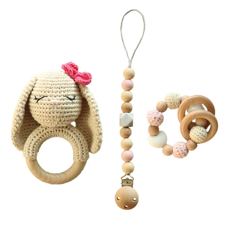 Wool Crochet Rabbit Rattle Toy