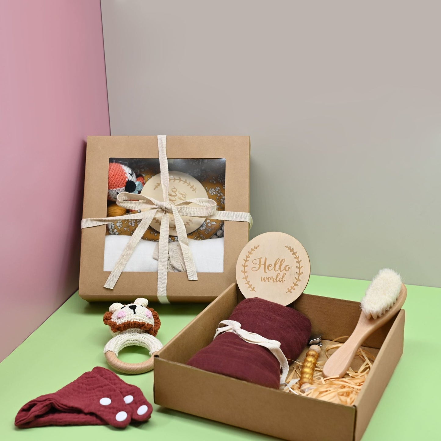 Baby Wooden Rattle Suit Gift Box