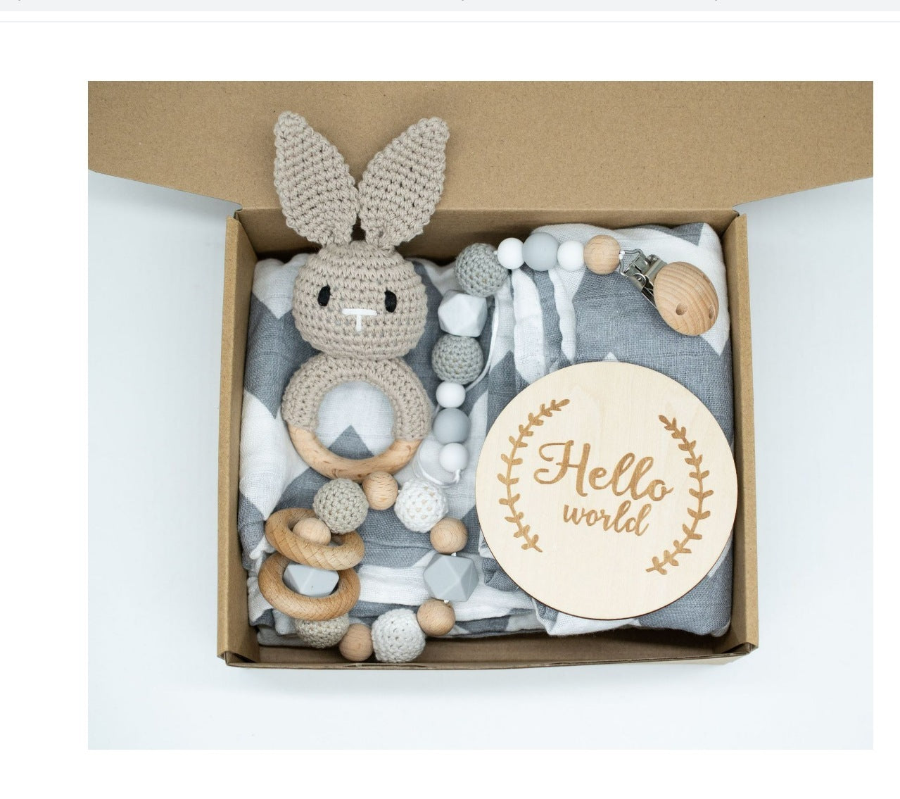 Baby Wooden Rattle Suit Gift Box