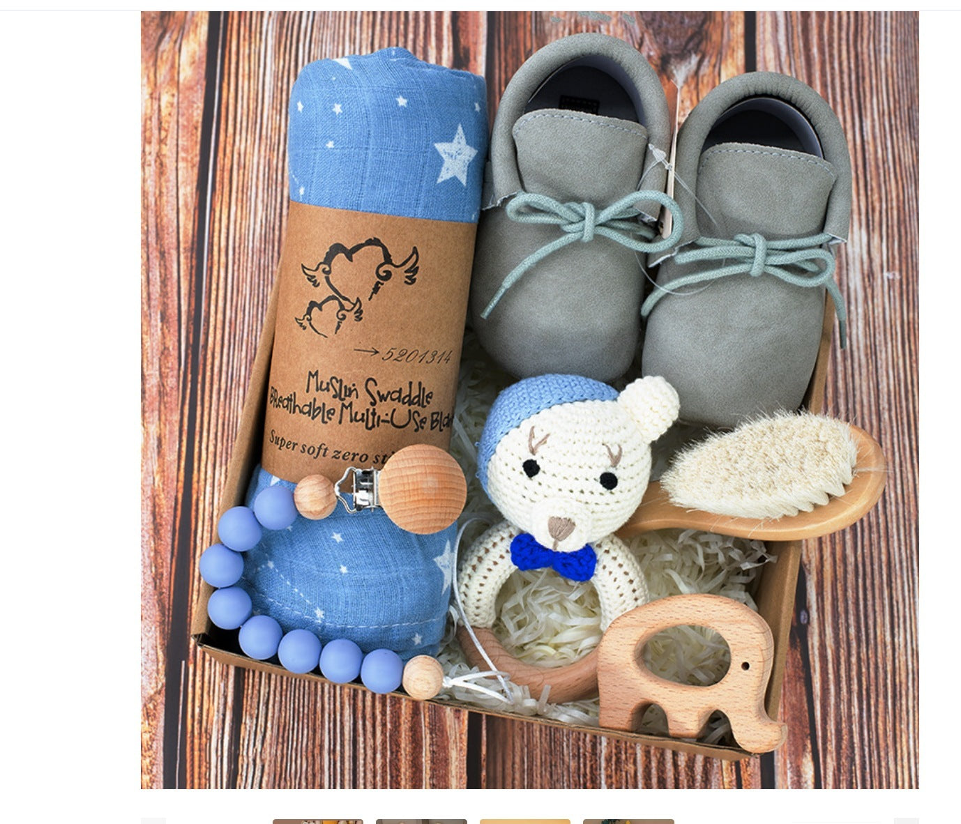 Baby Wooden Rattle Suit Gift Box