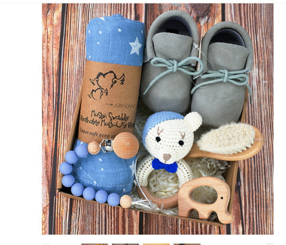 Baby Wooden Rattle Suit Gift Box