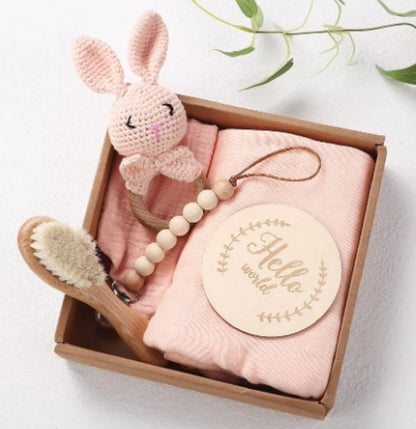 Baby Wooden Rattle Suit Gift Box