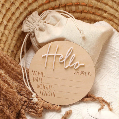 Hello World | Acrylic Baby Milestone Card | Various Colours