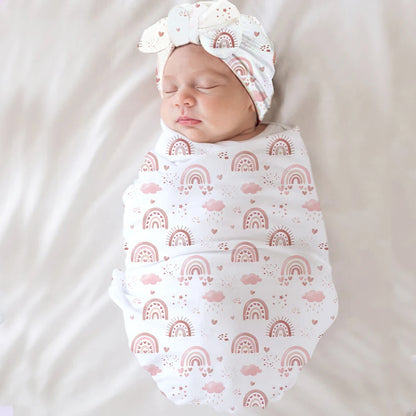 Newborn Swaddle with Bow Hat
