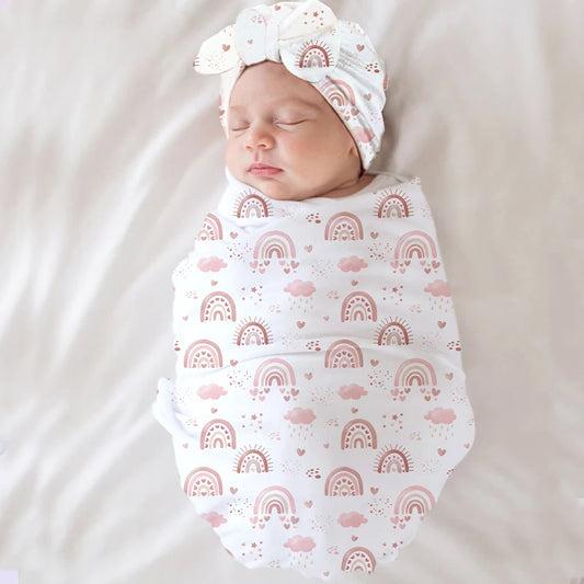 Newborn Swaddle with Bow Hat