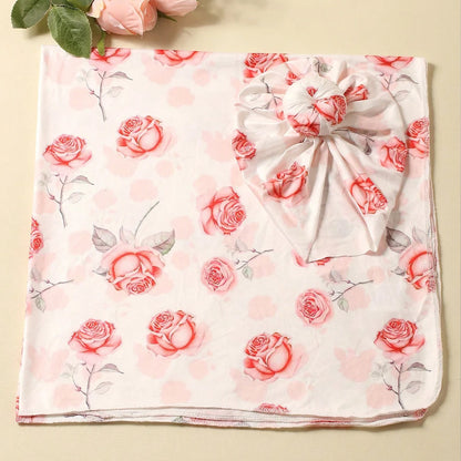 Newborn Swaddle Blanket with Matching Hat – Floral Collection