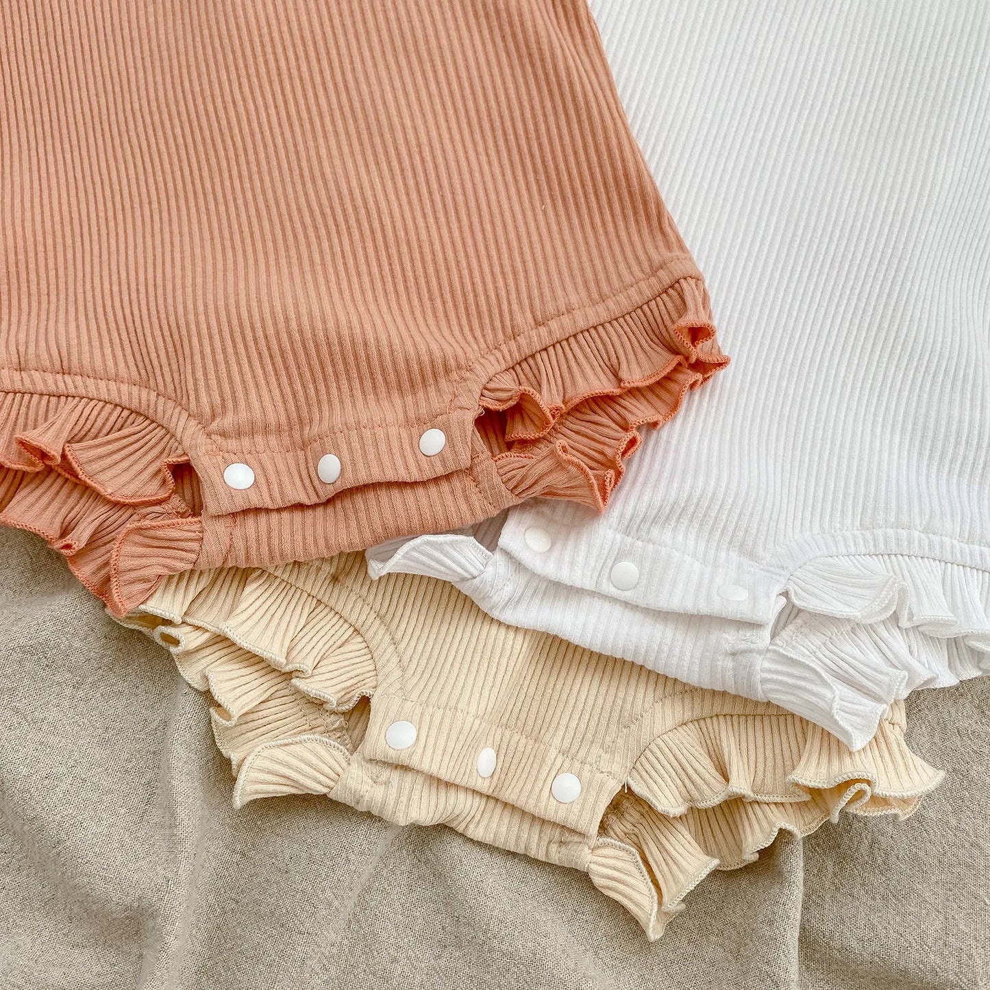 2 Piece Ribbed Romper & Shorts Set - Frill & Flutter Collection