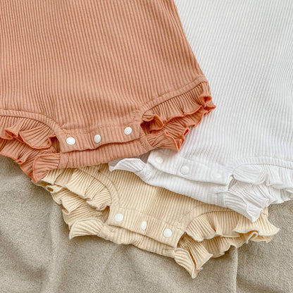 2 Piece Ribbed Romper & Shorts Set - Frill & Flutter Collection
