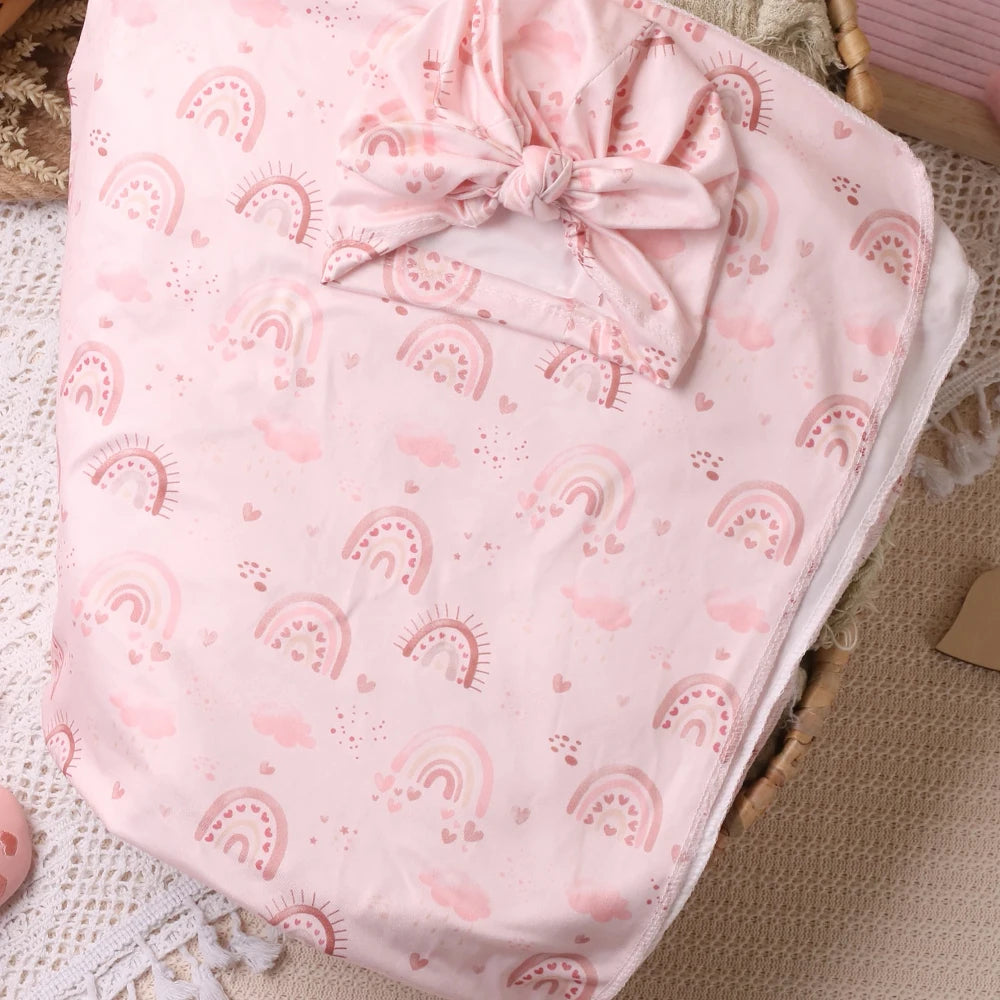 Newborn Swaddle with Bow Hat