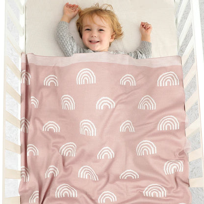 Baby Knitted Cotton Blanket - Rainbow