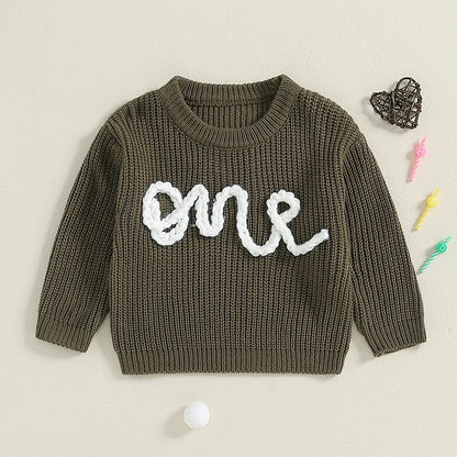 Baby ONE Embroidered Sweater | First Birthday Outfit