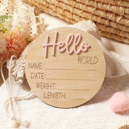 Hello World | Acrylic Baby Milestone Card | Various Colours