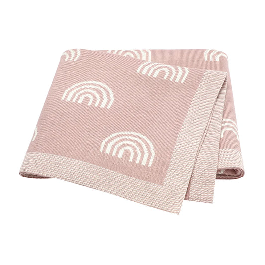 Baby Knitted Cotton Blanket - Rainbow