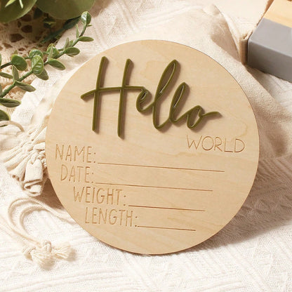 Hello World | Acrylic Baby Milestone Card | Various Colours