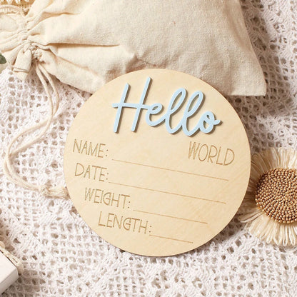 Hello World | Acrylic Baby Milestone Card | Various Colours
