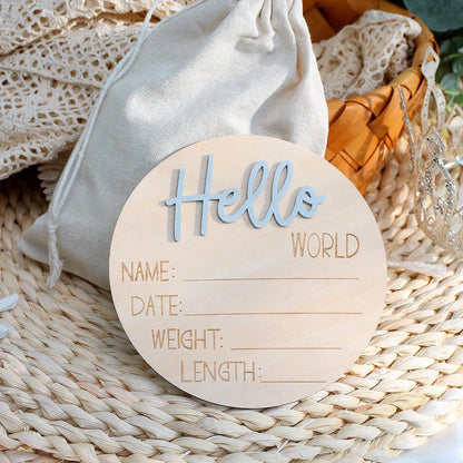 Hello World | Acrylic Baby Milestone Card | Various Colours