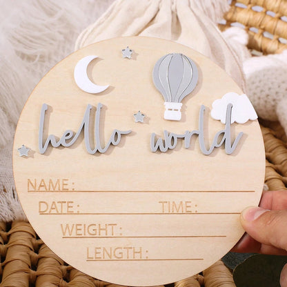 Hello World Balloon Name Sign | Baby Milestone Card