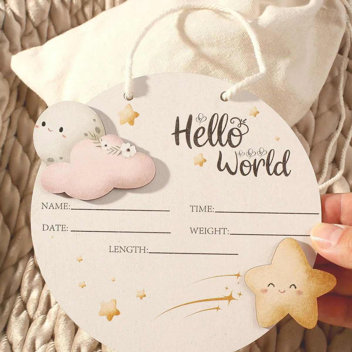 Hello World Newborn Baby Milestone Card