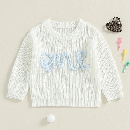 Baby ONE Embroidered Sweater | First Birthday Outfit