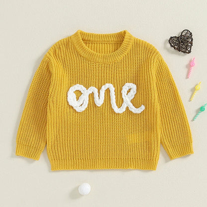 Baby ONE Embroidered Sweater | First Birthday Outfit