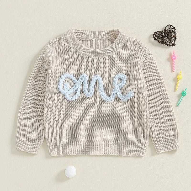 Baby ONE Embroidered Sweater | First Birthday Outfit