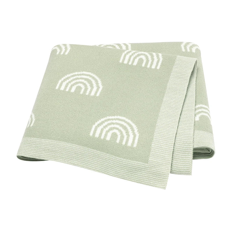 Baby Knitted Cotton Blanket - Rainbow