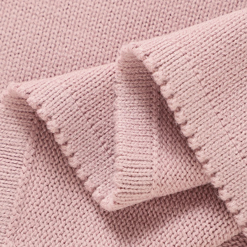 Baby Knitted Cotton Blanket - Floral Embroidered