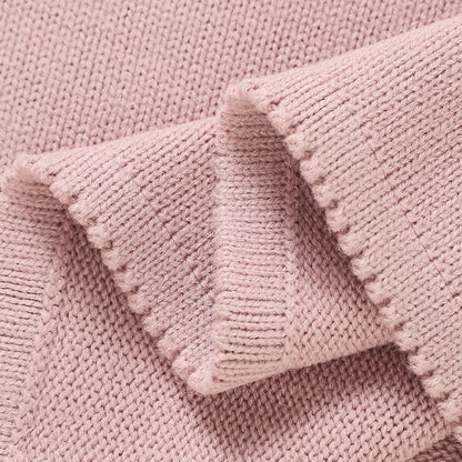 Baby Knitted Cotton Blanket - Floral Embroidered
