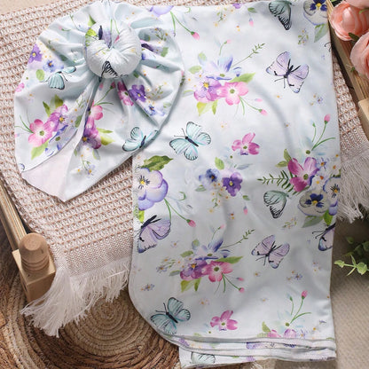 Newborn Swaddle Blanket with Matching Hat – Floral Collection