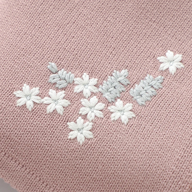 Baby Knitted Cotton Blanket - Floral Embroidered