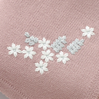 Baby Knitted Cotton Blanket - Floral Embroidered
