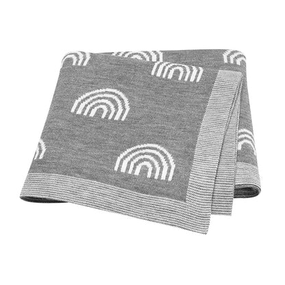 Baby Knitted Cotton Blanket - Rainbow