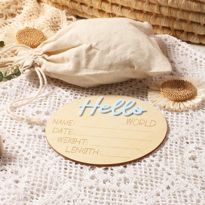 Hello World | Acrylic Baby Milestone Card | Various Colours