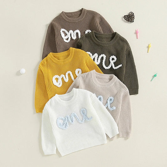 Baby ONE Embroidered Sweater | First Birthday Outfit