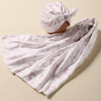 Newborn Swaddle with Bow Hat