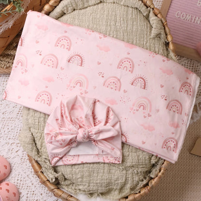 Newborn Swaddle with Bow Hat