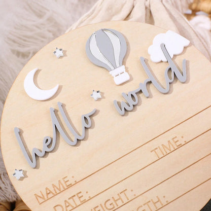 Hello World Balloon Name Sign | Baby Milestone Card