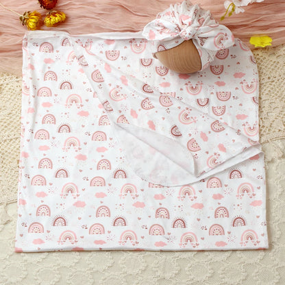 Newborn Swaddle with Bow Hat
