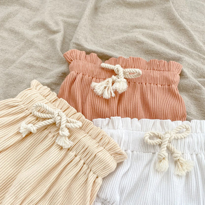 2 Piece Ribbed Romper & Shorts Set - Frill & Flutter Collection