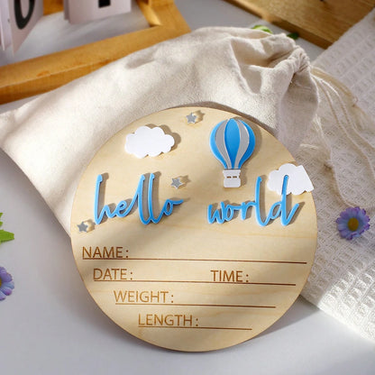 Hello World Balloon Name Sign | Baby Milestone Card